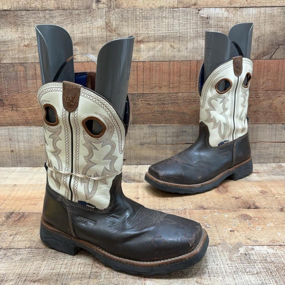 Tony Lama Boots Mens Size 7 D Brown Leather Western steel toe Square Toe TW3302